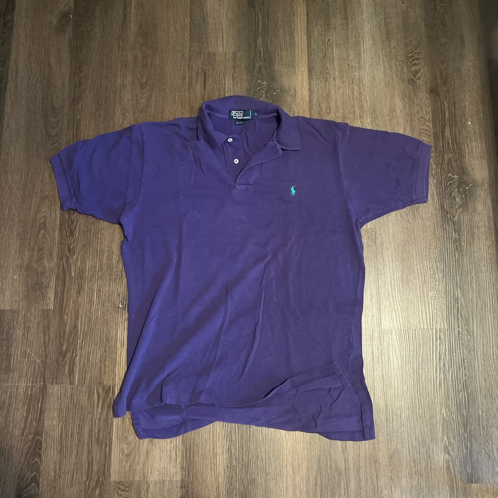Vintage Purple Polo Ralph Lauren with Teal Horse Logo